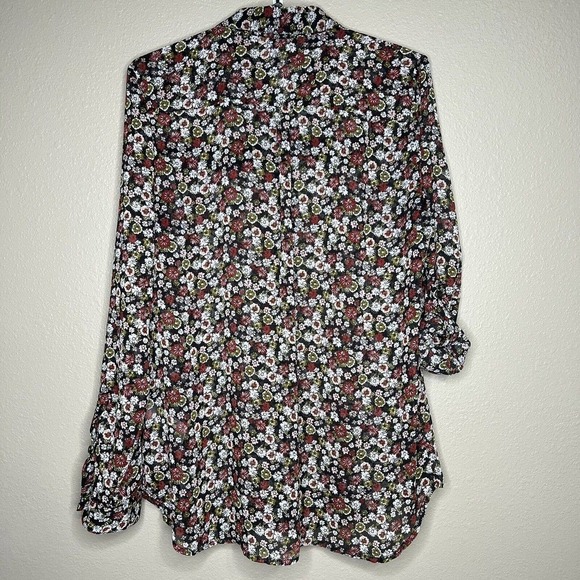 Kut From The Kloth Sheer Black Floral Long Sleeve Button Up Shirt Sz M - Picture 4 of 10